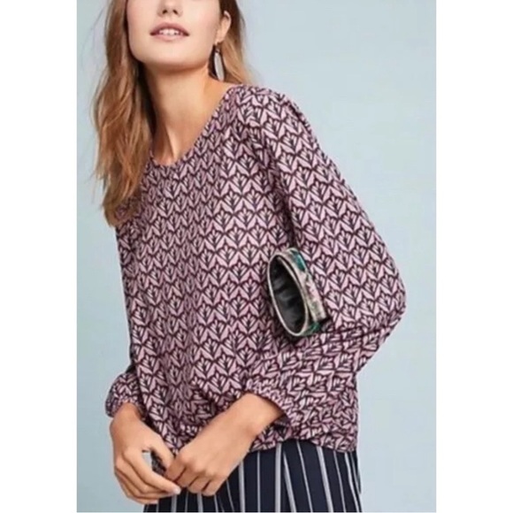 Sunday in Brooklyn Anthropologie Twist Tie Knot Front Blouse Women’s Size M - Picture 3 of 11